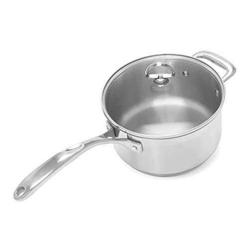 Chantal SLIN35-2035 Induction 21 Steel Sauce Pan with Glass Tempered Lid (3.5 Quart)