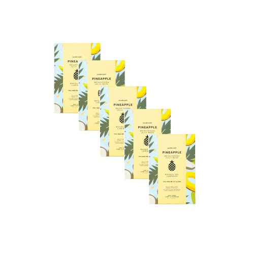 Maskeraide Pineapple Brightening Jelly Mask with Coconut Water, Niacinamide & Sweet Cherry Extract, Hydrating, Soothing, Cooling, Reduces Redness, Moisturizing Mask, Korean Skincare, Pack of 5