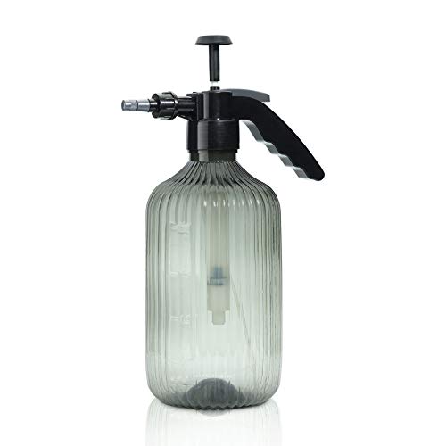 T4U Fine Mist Spray Bottle Plastic Grey 2L, Hand Held Pressure Plant Mister with Top Pump, Empty Water Sprayer Watering Can with Adjustable Nozzle for Indoor and Outdoor Gardening and Home Cleaning