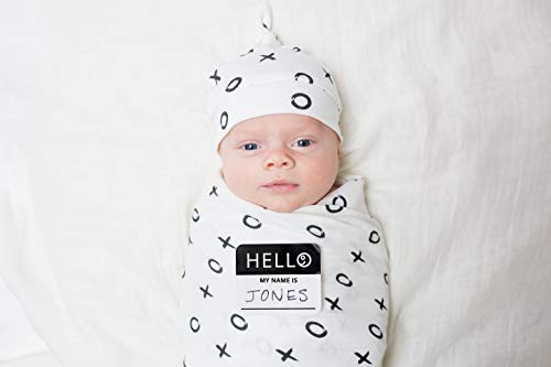 Mary Meyer Lulujo Baby Hello World Newborn Hat and Swaddle Blanket Set, Hugs & Kisses
