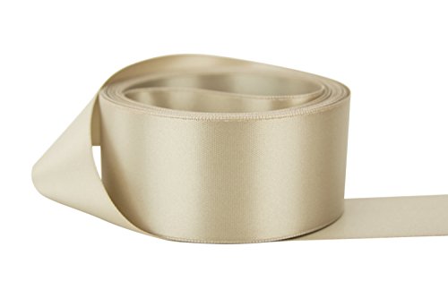 Ribbon Bazaar Double Faced Satin 4 inch Taupe 25 Yards 100% Polyester Ribbon