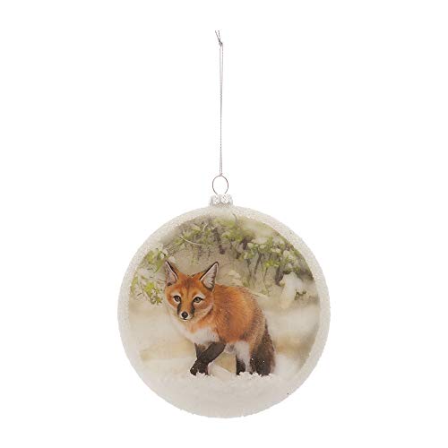 Melrose 83158 Fox Disc Ornament, 5.5-inch Height, Glass