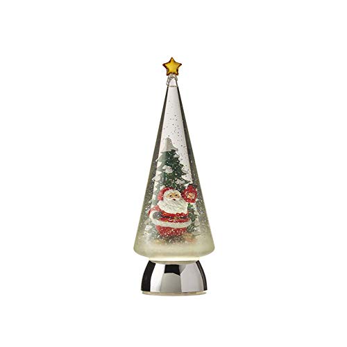 RAZ Imports 2021 Holiday Water Lanterns 12-inch Santa Lighted Tree with Swirling Glitter