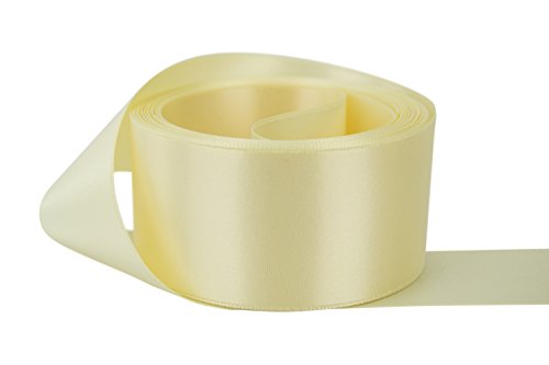 Ribbon Bazaar Double Faced Satin Ribbon - Premium Gloss Finish - 100% Polyester Ribbon for Gift Wrapping, Crafts, Scrapbooking, Hair Bow, Decorating & More - 3/8 inch Ivory 50 Yards