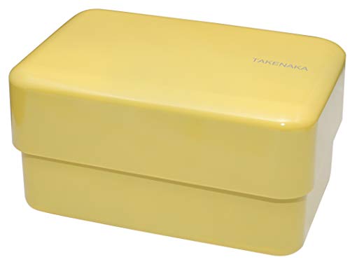 Bento Nibble Box, Eco-Friendly Lunch Box Made in Japan, BPA and Reed Free, 100% Recycle Plastic Bottle Use, Microwave and Dishwasher Safe, Takenaka Bento Box (Lemon Zest *Band: Orange)