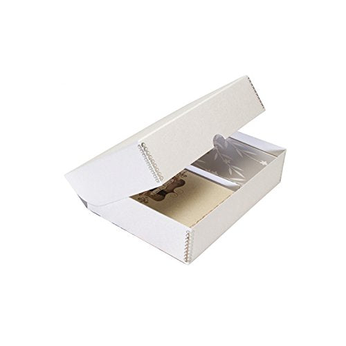 Lineco Storage Box for Greeting Cards, 9 X 12 X 13 inches, Pure White Faux Leather (717-5914)