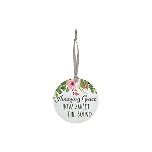 Carson Home Wood Ornament, 3.5-inch Diameter (Amazing Grace)