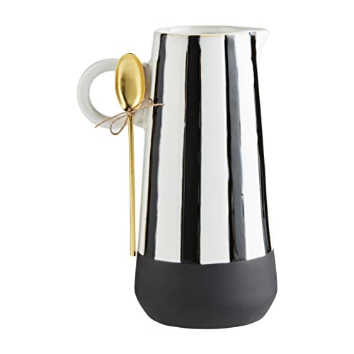 Mud Pie Stoneware Stripe Pitcher, Set, White/Black