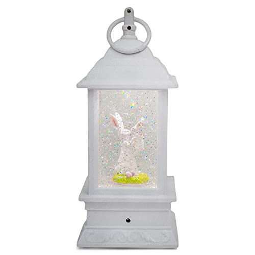 RAZ Imports 4216105 Bunny and Baby Animated Lighted Water Lantern, 9.5-inch Height, Plastic and Resin