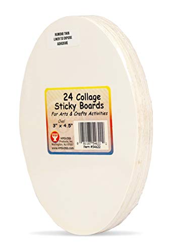 Hygloss Products Collage Sticky Boards - Self-Adhesive - Mess-Free - Fun Activity for Kids - Great for Classroom & School Projects, Arts & Crafts & More - 3" x 4.5" Oval - 24 Pack