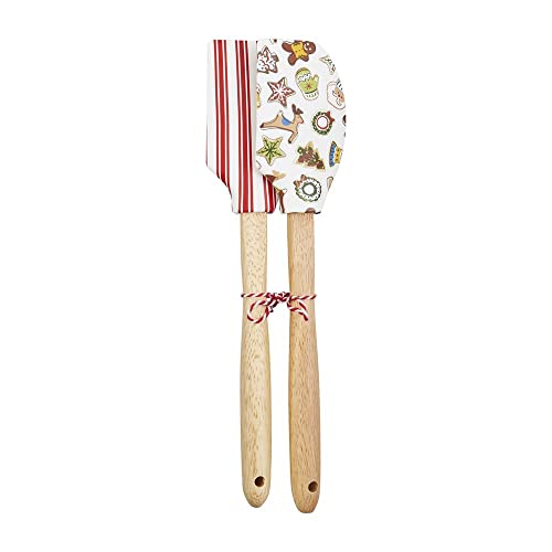 Mud Pie Christmas Spatula Set, Stripes, 12 inch, Plastic