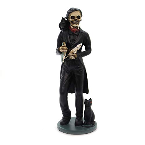 Pacific Trading YTC 5.5 Inch Skeledgar Allan Poe Skeleton Figurine with Book, Black