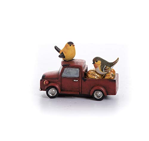 Valyria LLC Transpac Imports Resin Birds On Truck Figurines Red