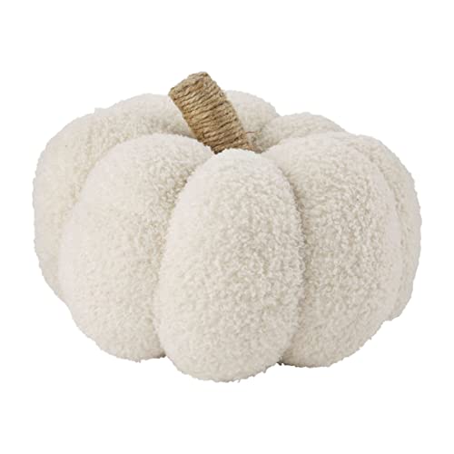 Mud Pie Neutral Shearling Pumpkin, Medium, 9-inch Diameter