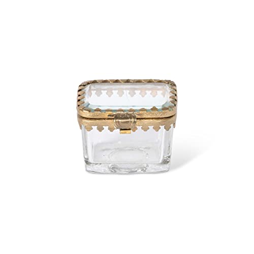 Park Hill Collection Antique Style Brass and Glass Pill Box