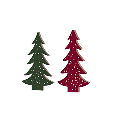 Ganz MX179877 Tree Figurine,13-inch Height, Set of 2, Velvet Red and Green,