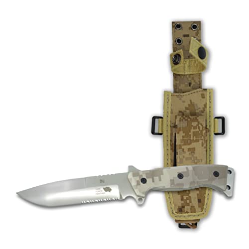 ArteNostro Panther Hunting Knife - 6-" Blade - Green-Beige Micarta Handle - Day Forest Camo