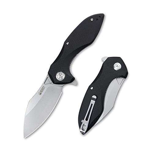 KUBEY Noble KU236 Folding Pocket Knife Everyday Carry with G10 Handle and Carbon Steel, Ball Bearing Flip and Liner Lock, 3-1/4-Inch Blade (Black)