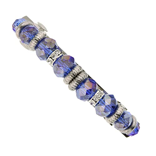 1928 Jewelry Blue Rich Cut Faceted Beaded Crystal Accents Hair Barrette