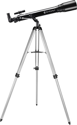 BARSKA Starwatcher 700x70mm 525 Power Refractor Telescope with Altazimuth Mount and 3X Barlow Lens, Black (AE12934)