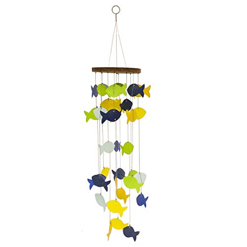 Beachcombers 20532 Colorful Capiz Fish Chime, 23.6-inches High