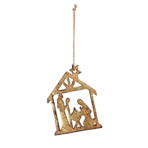 Park Hill Collection XAO10289 Wooden Carved Nativity Ornament, Large 6-inch Height