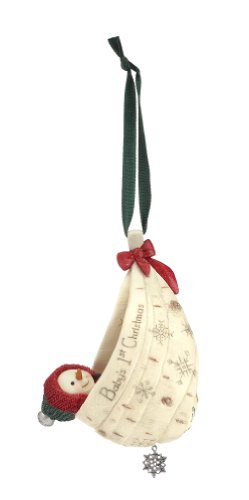 BirchHeart 4.5-Inch Tall Snowman Baby Ornament, Reads "Baby's 1st Christmas" by Pavilion Gift Company