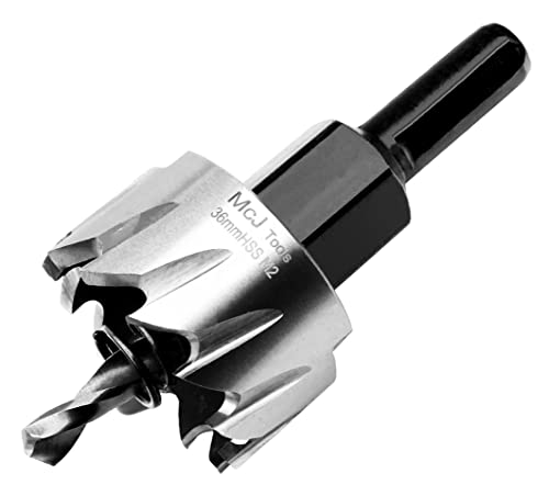 McJ Tools 36mm HSS M2 Drill Bit Hole Saw for Metal, Steel, Iron, Alloy, Ideal for Electricians, Plumbers, DIYs, Metal Professionals