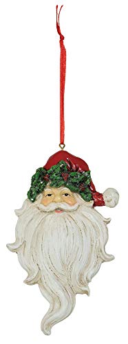 Boston International Christmas Ornament Tree Decoration, 6 x 3-Inches, Holly & Ivy Santa