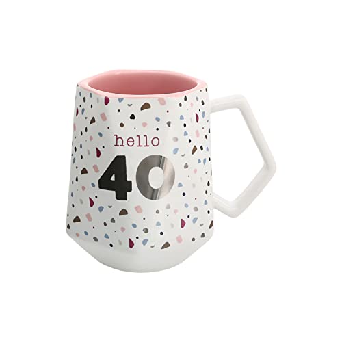 Pavilion - Hello 40-17 ounce Geometric Cup, Confetti Cup, Birthday Mug, Birthday Cup, Birthday Cups for Women, 1 Count, White