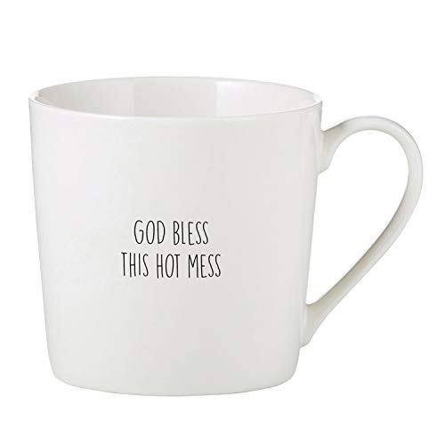 Creative Brands Faithworks - Inspirational White Bone China Caf√© Mug / Cup, 14-Ounce, Bless Hot Mess