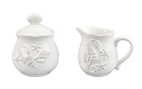 Blue Sky Clayworks Clayworkss Laguna Coastal Sugar and Creamer Set White, Multi (20452)