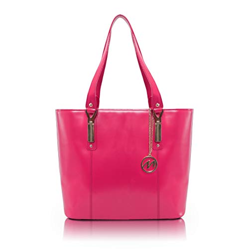 Women's Business Tote, Leather, Small, Fuchsia - SAVARNA | McKlein - 97573