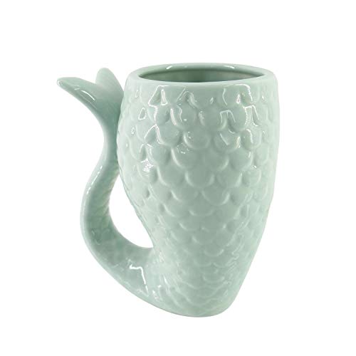 Beachcombers 6-Inch Green Ceramic Mermaid Tail Vase