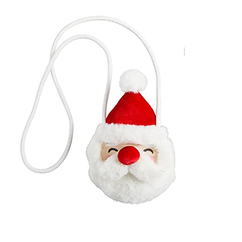 Mud Pie Girls Christmas Fur Purse, Santa, One Size, White/Red