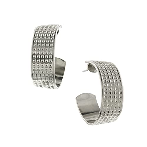 1928 Jewelry Silver-Tone Studded Hoop Earrings