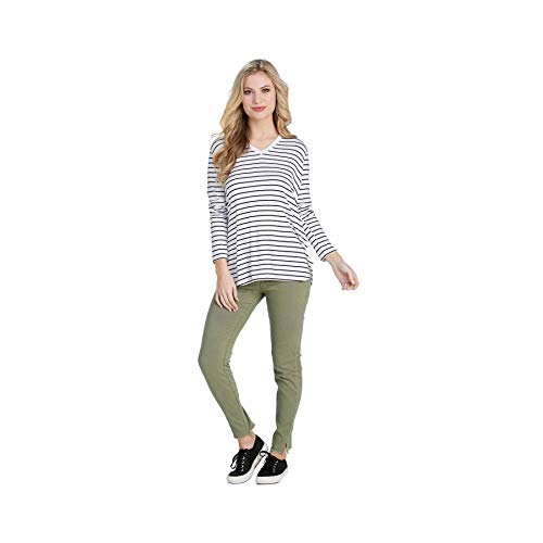 Mud Pie Women's Long Sleeve, Large, White/Black