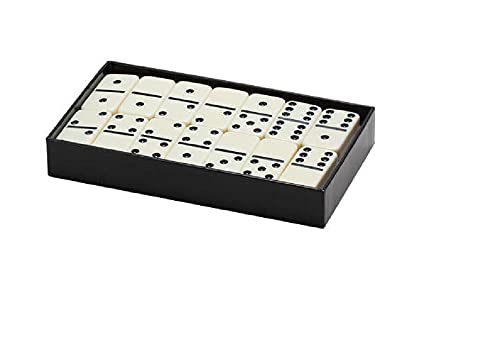 CHH 2311 Double 6 Ivory Jumbo Dominoes in Black Box, 28 Tiles
