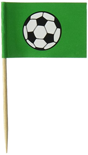 Beistle Picks-50 Pcs Soccer Ball Picks, 2.5", Green/White/Black