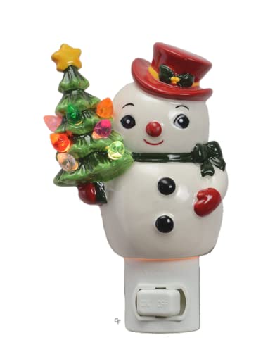 Ganz Snowman with Tree Night-Light, 4-inch Height, Ceramic and Electrical