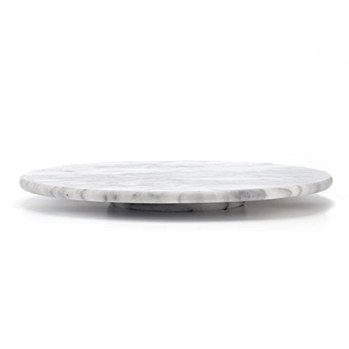 Creative Home Natural Marble Lazy Susan Turntable Rotating Serving Plate Organizer, 12" Diam, Off-White (patterns may vary)