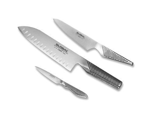 Scanpan Global G-80338-3 Piece Knife Set with Santoku - Hollow Ground, Utility and Paring Knife