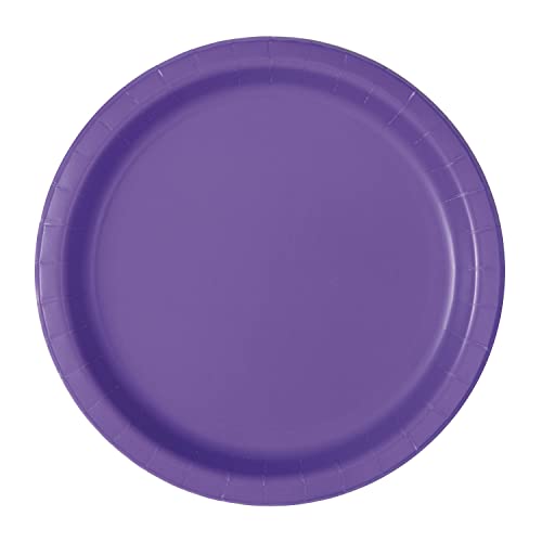 Unique Industries Unique 47034 Paper Plates-18 cm-Neon Purple-Pack of 8