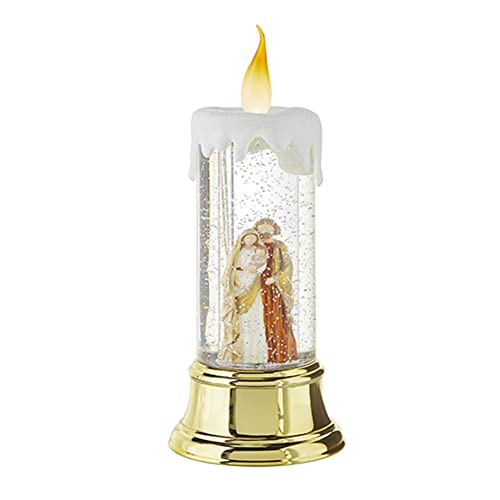 RAZ Imports 2022 Holiday Water Lanterns 10.25" Holy Family Lighted Swirling Glitter Water Candle