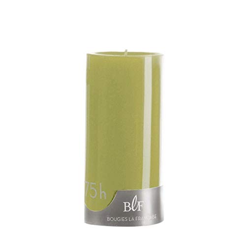 BLF Bougies La Francaise 830660 Colored-Through Pillar Candle, 75 Hour Burn Time, Olive, Made in France, 5.96-inch High