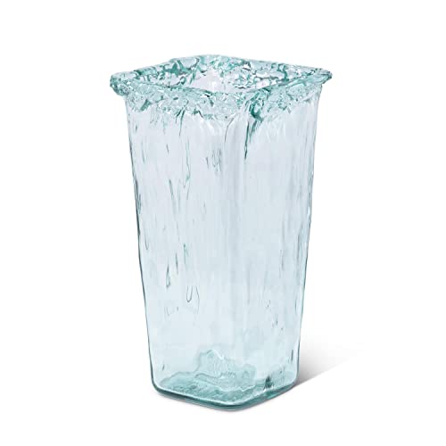 Park Hill Collection Oceana Organic Glass Square Vase in Clear Finish ECL30098