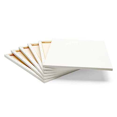 KINGART¬Æ Stretched White Canvas 12" x 16", 100% Cotton, Gesso-Primed, 6-Pack