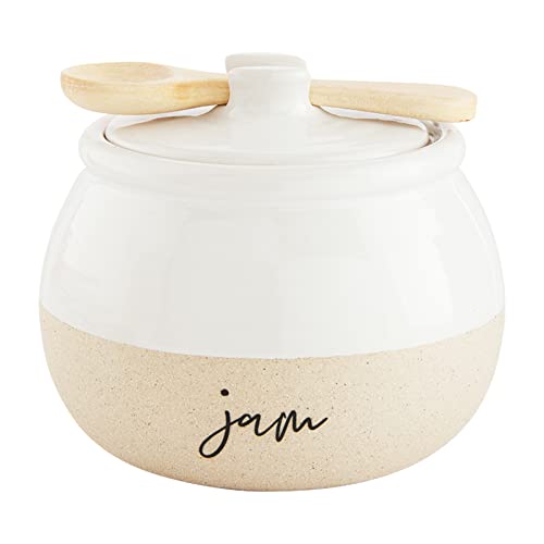 Mud Pie, Jam, Stoneware Set, jar 3" x 4 1/2" dia | spoon 4", 4 4"