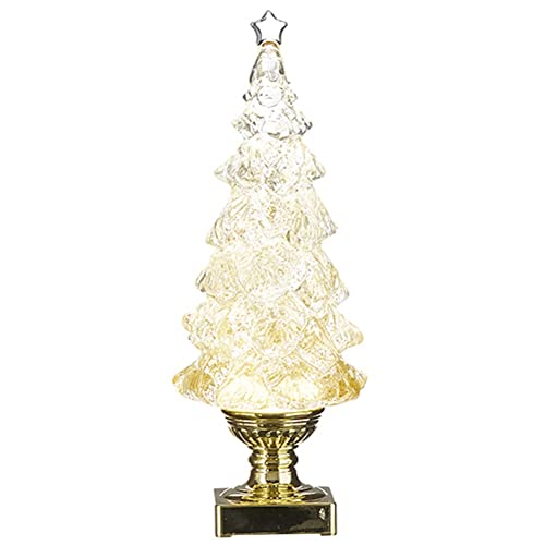 RAZ Imports 2022 Holiday Water Lanterns 13.75" Gold Lighted Swirling Glitter Tree