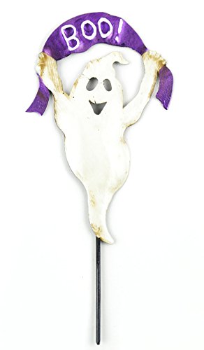 Midwest Design Touch of Nature 50895 1 Piece Flat Metal Ghost Holding A Boo Banner, 5"
